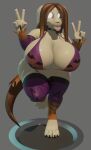  absurd_res anthro big_breasts big_butt breasts butt chimera clothed clothing female fullmetal_alchemist hi_res huge_breasts hyper hyper_breasts looking_at_viewer nina_tucker skimpy solitarybagel solo thick_thighs tucker_chimera_(fma) wide_hips 