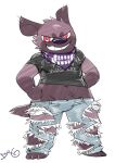  anthro bottomwear bump clothing durg_(artist) fan_character hyaenid mammal pants solo torn_bottomwear torn_clothing torn_pants wide_hips 