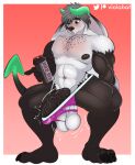  abstract_background absurd_res anthro balls barely_contained barely_contained_penis big_muscles bulge cammyluckyrabbit clothing genitals growth hi_res lagomorph male mammal medial_ring muscular protein_shake saggy_balls solo torn_clothing viola_bat wardrobe_malfunction 