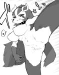  &lt;3 anthro anthrofied athletic big_breasts black_and_white black_hair breasts canid canine cheek_markings crotch_tuft facial_markings featureless_crotch female fur gesture grin hair head_markings holding_raised_leg japanese_text kemono long_hair looking_at_viewer low-angle_view mammal markings masha mightyena monochrome mostly_nude motion_lines multicolored_body multicolored_fur naturally_censored nintendo nipple_tuft ok_sign pok&eacute;mon pok&eacute;mon_(species) pok&eacute;morph raised_leg screentone simple_background smile solo sound_effects text tuft two_tone_body two_tone_fur video_games white_background 