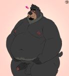  &lt;3 2021 anthro balls beard belly black_body blush bodily_fluids erection facial_hair genital_fluids genitals hi_res humanoid_genitalia humanoid_hands humanoid_penis male mammal moobs navel nipples obese obese_male overweight overweight_male penis precum simple_background solo trashtoonz ursid 