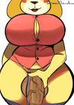  absurd_res animal_crossing anthro balls big_breasts big_penis breasts canid canine canis crossgender domestic_dog ftg_crossgender fti_crossgender genitals gynomorph hi_res holding_penis intersex isabelle_(animal_crossing) isolatedartest mammal nintendo penis solo straining_buttons thick_thighs video_games wide_hips yellow_body 