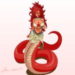  1:1 absurd_res animal_humanoid apode big_breasts breasts clothed clothing digital_media_(artwork) draconcopode female gmanaku069 hi_res humanoid lamia legless reptile reptile_humanoid scalie scalie_humanoid serpentine simple_background smile snake snake_humanoid solo split_form 