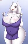  absurd_res an-tonio anthro apron apron_only big_breasts blush bovid breasts caprine clothing female fur hi_res mammal mature_anthro mature_female mostly_nude solo toriel undertale undertale_(series) video_games white_body white_fur wide_hips 