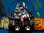  4:3 canid canine canis diggo digital_media_(artwork) domestic_dog halloween hi_res holidays humanoid icon male mammal poochybig solo text 