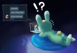  animal_crossing butt computer hi_res lagomorph laptop leporid male mammal nintendo rabbit sasha_(animal_crossing) solo surprise twitter video_games yiffnotgif 