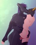  2021 andromorph andromorph/male animal_humanoid anthro anubian_jackal blush canid canine canis digital_drawing_(artwork) digital_media_(artwork) duo hi_res humanoid intersex intersex/male jackal male mammal night-d-heart_(character) octavian sex simple_background wolf 