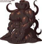  alpha_channel anthro eyes_closed goo_creature goo_dripping goo_tentacles hi_res horn impaledwolf luci_(impaledwolf) male muscular muscular_male nipples null_bulge pecs rubber scalie solo tentacles thick_thighs unknown_species 
