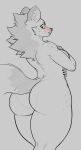  anthro big_butt blush breasts butt danonymous female fur hair hi_res hyaenid looking_back mammal monochrome nude solo spotted_hyena 