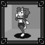  1:1 animated anthro barefoot big_breasts blinki_the_wolf bottomwear bouncing_breasts bra breasts canid canine canis clothing collar digital_media_(artwork) feet female fleischer_style_toon gloves handwear lapouris low_res mammal markings mole_(marking) monochrome one_eye_closed pixel_(artwork) pixel_animation short_playtime shorts solo toony underwear wink wolf 