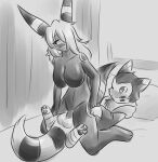  anthro anthro_on_feral anthro_penetrated balls bed bestiality blush breasts dipstick_tail duo eeveelution female female_on_feral female_penetrated feral feral_penetrating feral_penetrating_anthro furniture furret genitals greyscale hair hi_res leaves_(thelagginggamer) long_hair male male/female male_on_anthro male_penetrating male_penetrating_female markings monochrome nintendo one_eye_closed one_eye_obstructed penetration penis pillow pok&eacute;mon pok&eacute;mon_(species) pussy ring_(marking) ringtail seele_koch tail_markings tetsushi umbreon vaginal vaginal_penetration video_games 