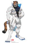  abs absurd_res anthro bodysuit bulge clothing cxcxxcxxxx felid fur hi_res male mammal muscular muscular_anthro muscular_male pantherine pecs playstation_5 skinsuit solo spandex striped_body striped_fur stripes tiger tight_clothing 