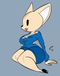  aggressive_retsuko anthro big_breasts big_butt bottomwear breasts butt canid canine clothed clothing female fenneko fox hi_res mammal onuscore sanrio simple_background skirt solo thick_thighs 