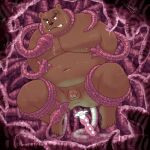  1:1 2021 absurd_res anthro anus balls belly bodily_fluids brown_body brown_fur butt edit flaccid fur genitals hi_res k_gutless kemono male mammal moobs navel overweight overweight_male penis penis_tentacles solo sweat tentacles uncensored ursid 