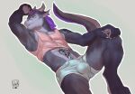  armpit_sniffing aurelion bulge clothed clothing dragon genital_outline genitals grey_body hair humanoid_genitalia humanoid_penis lion21 male multicolored_body muscular muscular_male partially_clothed penis penis_outline purple_hair scalie shirt signature simple_background sniffing snout solo tank_top topwear two_tone_body 