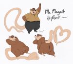  2021 anthro balls belly big_tail butt clothed clothing digital_media_(artwork) erection fur genitals hi_res izvy_(artist) long_tail male mammal model_sheet mr._plagait murid murine nude overweight overweight_anthro overweight_male penis prehensile_tail rat rodent simple_background solo teacher 