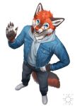  2021 5_fingers anthro canid canine clothed clothing digital_media_(artwork) fingers fox fur hair hi_res kero_tzuki looking_at_viewer male mammal open_mouth simple_background smile solo teeth tongue white_background 