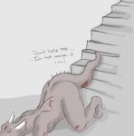  2007 blood bodily_fluids dialogue dragon english_text general_(disambiguation) horn lyenuv male scalie solo stairs suicide_attempt text tumbles_the_stairdragon western_dragon wings wounded 