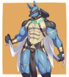  aaassstaro abs bottomwear bracelet chest_spike clothing collar egyptian hand_spike hi_res jewelry loincloth lucario male mostly_nude muscular muscular_male nintendo pok&eacute;mon pok&eacute;mon_(species) simple_background solo spikes spikes_(anatomy) video_games 