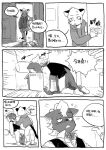  2021 anthro chinese_text clothing comic cougar dialogue drunk duo felid feline hajime_tanaka_(odd_taxi) hoodie kemono male mammal mephitid milkytiger1145 monochrome odd_taxi shun_imai_(odd_taxi) skunk substance_intoxication text topwear 