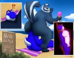  anal anal_vore anthro balls beach beard big_butt butt duo facial_hair food genitals hi_res ice_cream_cone internal male male/male mammal mario_bros mephitid mustache nintendo nude nude_beach overweight penis pickles-hyena sand sea seaside sitting skunk surprise towel video_games vore water yoshi 