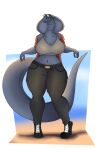 alpha_channel anthro big_breasts blue_body blue_eyes boots bottomwear breasts clothed clothing cobra curvy_figure eyewear female footwear furgonomics furry-specific_piercing glasses halter_top hi_res looking_at_viewer midriff navel non-mammal_breasts open_clothing open_shirt open_topwear pants photolol.03 piercing reptile scalie shirt simple_background snake snake_hood snake_hood_piercing solo standing the-blue-cobra_(photolol.03) topwear transparent_background voluptuous wide_hips 