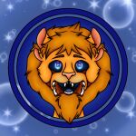  1:1 2019 abstract_background alien anthro blue_eyes bust_portrait cheek_tuft chiary_queen digital_drawing_(artwork) digital_media_(artwork) facial_tuft fangs felid fur hair hybrid lion male mammal mane matt_(scratch21) orange_hair orange_mane pantherine portrait scratch21 solo tuft worried yellow_body yellow_fur 