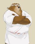  2019 anthro asian_clothing black_nose brown_body brown_fur clothing donabe east_asian_clothing fur hi_res japanese_clothing kemono male mammal mature_male overweight overweight_male simple_background solo ursid 