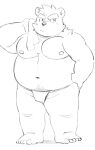  2021 anthro asian_clothing belly bulge clothing diru11 east_asian_clothing fundoshi hi_res japanese_clothing kemono male mammal moobs navel nipples overweight overweight_male simple_background solo towel underwear ursid white_background 