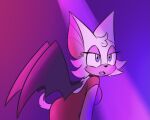  5:4 anthro bat_wings big_ears blue_eyes chiropteran clothed clothing female fluffy fur hottopicpiss mammal membrane_(anatomy) membranous_wings raised_tail rouge_the_bat sega solo sonic_the_hedgehog_(series) white_body white_fur wings 