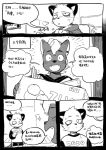  2021 anthro chinese_text comic cougar dialogue duo felid feline hajime_tanaka_(odd_taxi) holding_object kemono male mammal mephitid milkytiger1145 monochrome odd_taxi open_mouth open_smile shun_imai_(odd_taxi) skunk smile text whiskers 