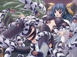  asymmetrical_wings blue_hair dizzy guilty_gear justice_(guilty_gear) kuma_teikoku red_eyes ribbon tail tail_ribbon tentacles thighhighs wings 