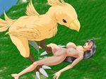  after_sex artist_request bestiality black_hair blush breasts censored chocobo cum cumdrip final_fantasy final_fantasy_vii grass large_breasts long_hair lying nude on_back penis red_eyes tifa_lockhart 