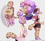  anthro brown_body chameleon feet female hair horn jackson&#039;s_chameleon lizard low_res purple_hair reptile scalie seel_kaiser solo 