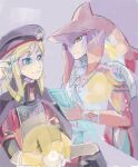  2020 blue_eyes breath_of_the_wild clothed clothing duo ear_piercing ear_ring hi_res holding_object humanoid kiritampononnon link male nintendo orange_eyes piercing prince_sidon purple_background simple_background the_legend_of_zelda video_games 