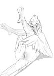  absurd_res animal_genitalia anthro avian beak bird blindcoyote blush body_blush butt_fluff claws cloaca columbid feathers feet female genitals hair hi_res looking_at_viewer marsa monochrome pigeon pussy pussy_blush sketch soft solo talons thick_thighs wings 