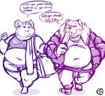  american_dragon:_jake_long anthro belly bottomwear canid canine canis chubby_cheeks clothed clothing cricetid disney domestic_dog duo english_text food fu_dog_(character) hammond_(overwatch) hamster hi_res hotpants jacket male male/male mammal navel open_clothing open_jacket open_topwear overweight overweight_male popsicle rodent scarf shirt shopping_bag shorts simple_background small_shirt sweatpants text tight_clothing tight_shirt tight_topwear topwear trashtoonz 