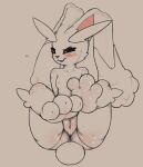  2021 anthro black_sclera blush breasts butt_from_the_front digital_media_(artwork) feet female foot_focus genitals hi_res looking_away lopunny nintendo nipples pok&eacute;mon pok&eacute;mon_(species) pussy red_eyes scruffythedeer solo video_games 