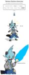  ambiguous_gender anonymous_artist clothing comic dewott english_text feral hi_res implied_transformation melee_weapon nintendo pok&eacute;mon pok&eacute;mon_(species) random_generator shell simple_background smug_expression solo sweater sword text topwear transformation video_games weapon white_background 