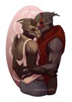  &lt;3 alien alpha_channel auguscus_acilcolus bodypaint bottomwear caal-kain clothed clothing cuddling duo embrace eyes_closed face_paint glowing glowing_eyes hug love male male/male mass_effect narqwibqwib pants purple_eyes sleeveless_shirt standing turian video_games 