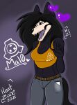  2021 anthro black_body black_fur black_hair bone breasts canid canine clothed clothing digital_media_(artwork) female fur hair heatzone hi_res looking_at_viewer malo mammal monster open_mouth scp-1471 scp-1471-a scp_foundation simple_background skull solo undead 