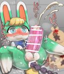  anal anal_beads anal_beads_in_ass anal_penetration animal_crossing anthro anus balls blonde_hair blush bodily_fluids bottomless censor_bar censored clothed clothing crying cum cum_while_penetrated erection fur genital_fluids genitals green_body green_fur hair hi_res ineffective_censorship lagomorph leporid male mammal masturbation nintendo penetrable_sex_toy penetration penile penile_masturbation penis rabbit sasha_(animal_crossing) sex_toy sex_toy_in_ass sex_toy_insertion shaolin_bones solo sweat tears video_games 