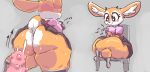  2021 aggressive_retsuko anthro big_butt blush butt cervid clothed clothing crossed_legs digital_media_(artwork) dildo dildo_sitting dildo_sitting_reveal female hi_res huge_butt huge_hips huge_thighs hyper hyper_butt hyper_hips hyper_thighs kiseff mammal multiple_angles penetration sanrio sex_toy short_stack simple_background solo thick_thighs tsunoda wide_hips 