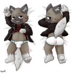  1:1 absurd_res aggressive_retsuko anthro blush bulge chibi clothed clothing clothing_lift haida hi_res hyaenid jacket leather leather_clothing leather_jacket leather_topwear male mammal nyaur sanrio shirt shirt_lift topwear underwear 