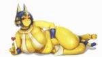  &lt;3 16:9 3_toes 4_fingers animal_crossing ankha_(animal_crossing) anklet anthro barefoot bedroom_eyes belly big_breasts biped black_eyes blonde_hair blue_body blue_ears blue_eyeshadow blue_fur blue_hair blue_tail blush bottomwear bracelet breasts cleavage clothed clothing curvy_figure digital_media_(artwork) digitigrade domestic_cat egyptian eyeshadow feet felid feline felis female fingers front_view full-length_portrait fur gesture glistening glistening_body glistening_breasts glistening_fur glistening_hair hair hi_res huge_breasts humanoid_face jewelry k19 loincloth looking_at_viewer love_handles lying makeup mammal markings midriff monotone_ears multicolored_body multicolored_fur multicolored_hair narrowed_eyes navel nintendo on_side orange_pawpads overweight overweight_anthro overweight_female pawpads pinup pointing portrait pose ring_(marking) ringtail seductive short_hair simple_background skimpy smile solo tail_markings thick_thighs toes topwear two_tone_body two_tone_fur two_tone_hair two_tone_tail uraeus usekh video_games voluptuous white_background white_bottomwear white_clothing white_topwear wide_hips widescreen yellow_body yellow_fur yellow_inner_ear yellow_tail 