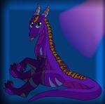  0mr-wolf0 ambiguous_gender claws clothing comicstormcreations digital_drawing_(artwork) digital_media_(artwork) dragon feral fur hi_res kirk male purple_body purple_fur purple_scales reptil reptile scales scalie simple_background smile solo timid tongue 