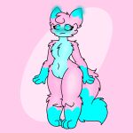  1:1 2021 animal_humanoid anthro cyan_(tattlekat) digital_drawing_(artwork) digital_media_(artwork) domestic_cat felid feline felis female fur humanoid mammal nude pink_background pink_body pink_fur simple_background solo tattlekat 