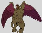  2021 abs absurd_res anthro avian balls beak bent_leg biceps big_muscles bodily_fluids disney erection feathered_wings feathers flower flower_in_mouth foreskin gargoyles genital_fluids genitals grey_background griff_(gargoyles) gryphon hair hand_behind_head hand_on_leg hand_on_thigh hi_res humanoid_genitalia humanoid_penis looking_at_viewer male muscular muscular_anthro muscular_male mythological_avian mythology narrowed_eyes navel nipples nude pecs penis plant precum quads simple_background smagma smile solo talons thick_thighs wings 