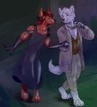  anthro aziraphale canid canine canis clothed clothing cross crossdressing dressing duo goodomens hi_res husbands ineffable ineffablehusbands kiri-anko male male/male mammal omens romantic walking were werecanid werecanine werewolf wolf 