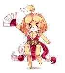  animal_crossing anthro breasts canid canine canis cleavage clothed clothing cosplay domestic_dog fatal_fury female fushiana_ai hi_res isabelle_(animal_crossing) looking_at_viewer mai_shiranui mammal nintendo paws simple_background smile solo video_games white_background 